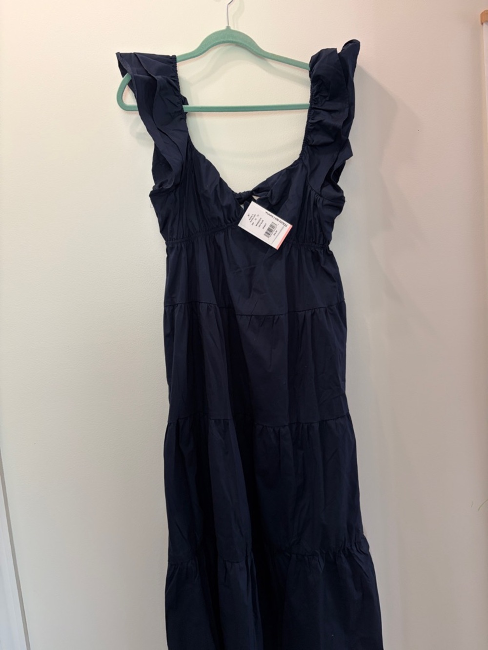 Motherhood Maternity Navy Blue Ruffle Strap Maxi Dress